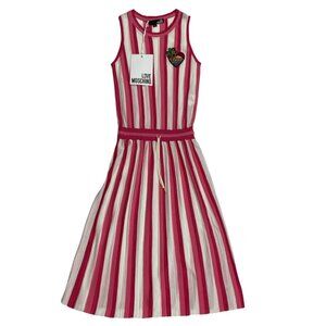 Love Moschino Striped Knit Midi Dress 38 US/2 Pink NEW